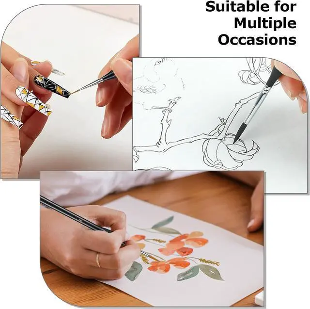 Alt view image 4 of 5 - 10Pcs Micro Paint Brushes Set with Triangular Handles, for Acrylic, Watercolor, Crafts, Models