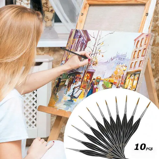 Alt view image 5 of 5 - 10Pcs Micro Paint Brushes Set with Triangular Handles, for Acrylic, Watercolor, Crafts, Models