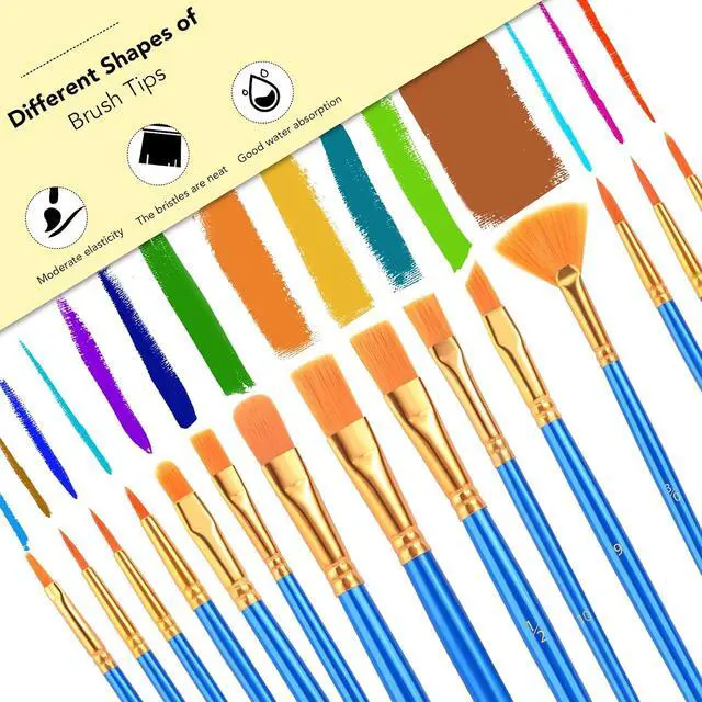 Alt view image 3 of 7 - AROIC Acrylic Paint Brush Set, 30 pcs Nylon Hair Paint Brushes