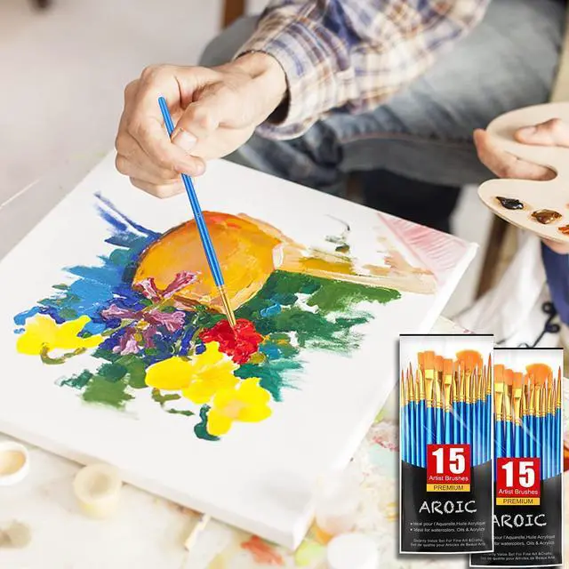 Alt view image 7 of 7 - AROIC Acrylic Paint Brush Set, 30 pcs Nylon Hair Paint Brushes