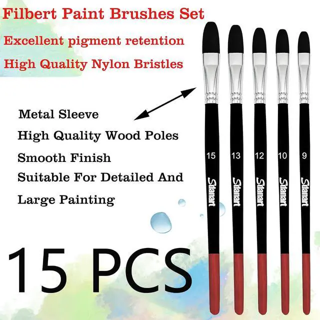 Alt view image 6 of 7 - Sdanart Filbert Paint Brushes Set,15 PCS Artist Brushes,Filbert Art Brush