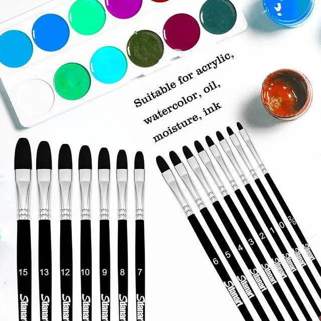 Alt view image 5 of 7 - Sdanart Filbert Paint Brushes Set,15 PCS Artist Brushes,Filbert Art Brush
