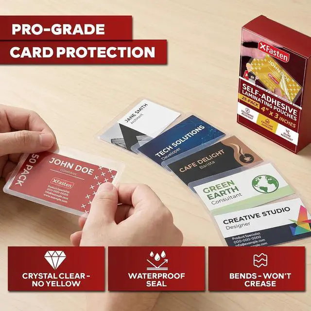 Alt view image 2 of 7 - XFasten Self-Sealing Laminating Pouches Business Card Size, 9.5 Mil and Hard Self Laminating Business Cards Pouch (Pack of 25)