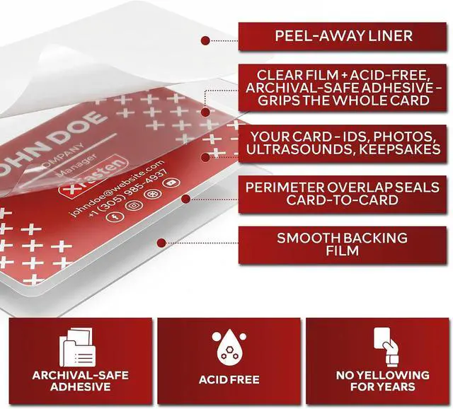 Alt view image 3 of 7 - XFasten Self-Sealing Laminating Pouches Business Card Size, 9.5 Mil and Hard Self Laminating Business Cards Pouch (Pack of 25)