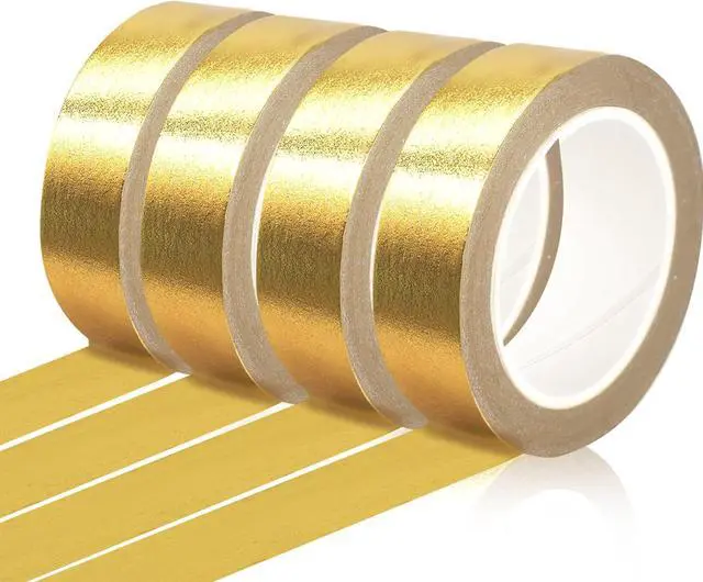 Main image of Phinus 4 Rolls Gold Tape, Gold Washi Tape for Journaling, 132FT Gold Foil Tape for Wall Decor Scrapbook DIY Crafts Gift Wrapping Planners (0.59in x 33FT)