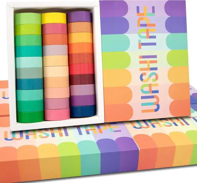 Alt view image 7 of 7 - Washi Tape Set 30 Rolls, Decorative Tape, Colored Tape, Scrapbook Tape, Craft Tape for Scrapbook Supplies, Journaling, Washy Tape, Washy