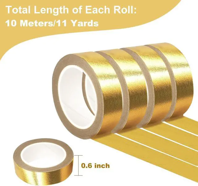 Alt view image 2 of 7 - Phinus 4 Rolls Gold Tape, Gold Washi Tape for Journaling, 132FT Gold Foil Tape for Wall Decor Scrapbook DIY Crafts Gift Wrapping Planners (0.59in x 33FT)