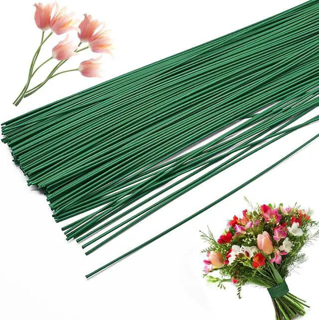 Main image of 200 PCS 22 Gauge Floral Stem Wire Flower Arrangements and DIY Crafts,Dark Green,Floral Wire for Florist Flower Arrangement 16 Inches,Diameter:0.03 inch