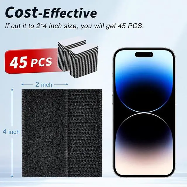Alt view image 2 of 7 - 2 Inch x 15Ft Hook and Loop Strips with Adhesive, Double Sided Self Adhesive, Nylon Self Tape for Home Office School and Crafting