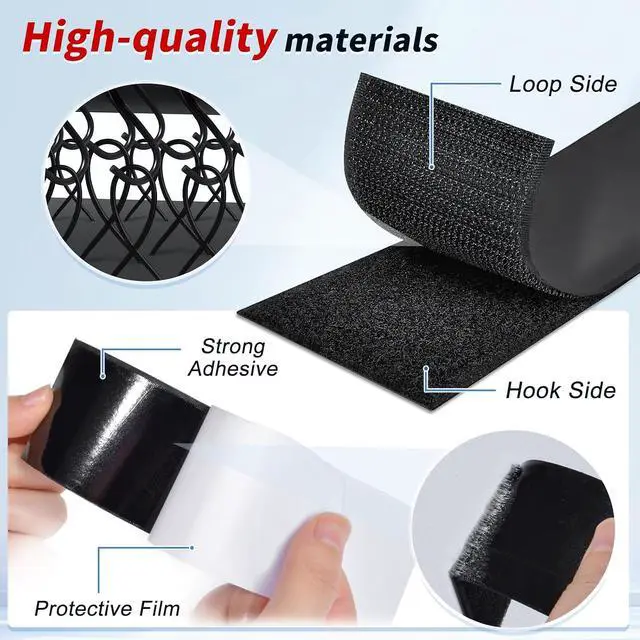 Alt view image 5 of 7 - 2 Inch x 15Ft Hook and Loop Strips with Adhesive, Double Sided Self Adhesive, Nylon Self Tape for Home Office School and Crafting
