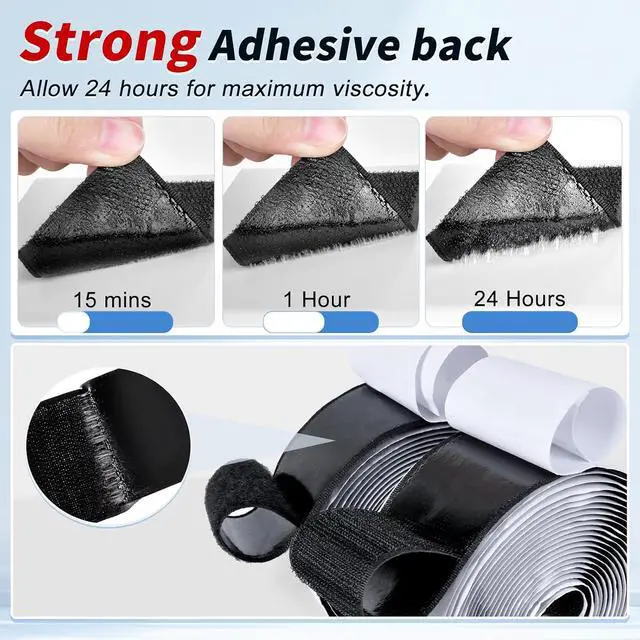 Alt view image 7 of 7 - 2 Inch x 15Ft Hook and Loop Strips with Adhesive, Double Sided Self Adhesive, Nylon Self Tape for Home Office School and Crafting