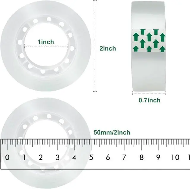 Alt view image 2 of 7 - JACMD 12 Rolls Clear Transparent Tape Refills, 3/4 x 1000 inches, All-Purpose Glossy Tape for Office, Home, School, Packaging, and Gift Wrapping