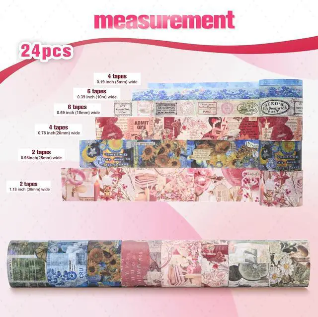 Alt view image 2 of 7 - 24 Rolls Flower Decorative Washi Tape Set(Romantic Eternal Series)