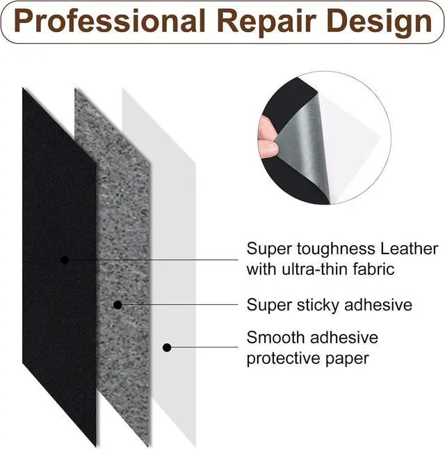 Alt view image 3 of 7 - Numola Leather Repair Patch, 8×11 Inch Self-Adhesive Black