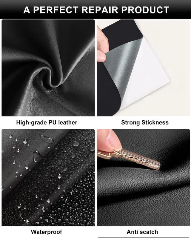 Alt view image 4 of 7 - Numola Leather Repair Patch, 8×11 Inch Self-Adhesive Black