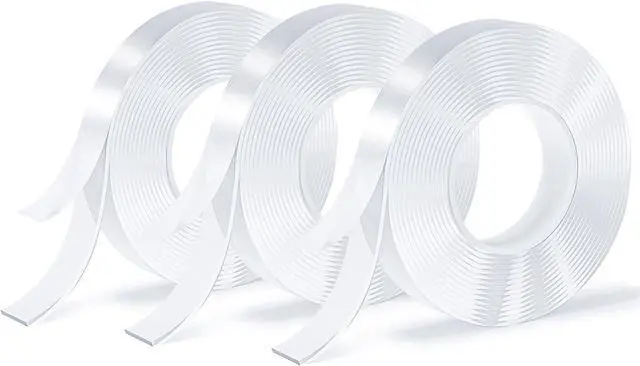 Main image of 3 Rolls Double Sided Tape, Nano Tape, Transparent Adhesive Tape, Traceless Adhesive Tape, Removable, Washable, Reusable, Suitable for Carpets, Photo Walls, 9.85 Feet Per Roll