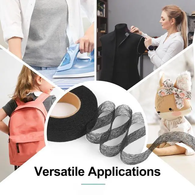 Alt view image 6 of 7 - Phinus 6 Rolls Iron On Hemming Tape, 3/5 INCH x 20 Yards No Sewing Hem Tape, Fabric Adhesive Tape for Pants, Shirts, Jackets, Skirts, Socks, DIY Crafts (White and Black)