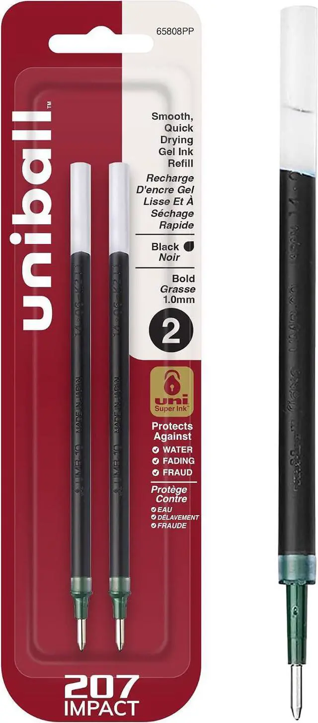 Main image of uniball 207 Impact Gel Pen Refills, Bold Point (1.0mm), Black, 2 Pack