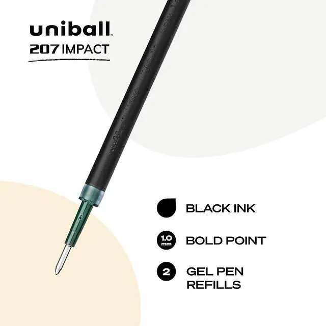 Alt view image 2 of 7 - uniball 207 Impact Gel Pen Refills, Bold Point (1.0mm), Black, 2 Pack
