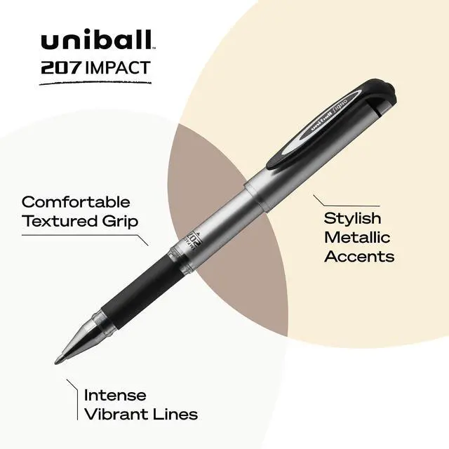 Alt view image 3 of 7 - uniball 207 Impact Gel Pen Refills, Bold Point (1.0mm), Black, 2 Pack
