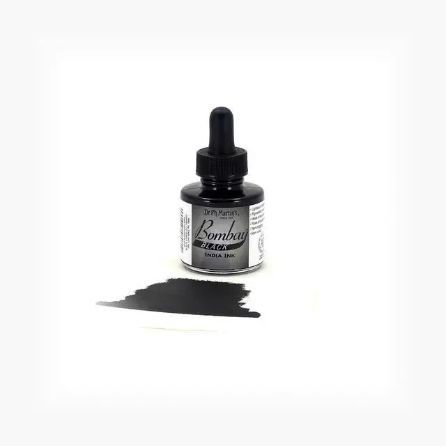Alt view image 2 of 2 - Dr. Ph. Martin's Bombay India Ink (7BY) Ink Bottle, 1.0 oz, Black, 1 Bottle
