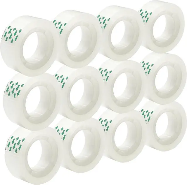 Main image of 12 Rolls Transparent Tape Refills Rolls 3/4-Inch x 720 inch, 1 inch Core, Clear Gift Wrapping Tape Refill Roll for Office, Home, School