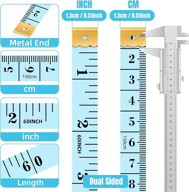 Alt view image 3 of 7 - 24 Pack Soft Measuring Tape for Sewing - 6 Colors, Dual Scale 60 in/150 cm