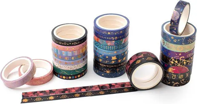Alt view image 6 of 7 - Skinny Galaxy Washi Tape Set 30 Rolls Gold Foil Decorative Starry Space Masking Tapes for Arts, DIY Crafts, Journals, Planners, Scrapbook, Wrapping