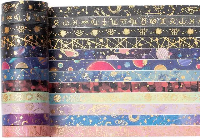 Alt view image 5 of 7 - Skinny Galaxy Washi Tape Set 30 Rolls Gold Foil Decorative Starry Space Masking Tapes for Arts, DIY Crafts, Journals, Planners, Scrapbook, Wrapping