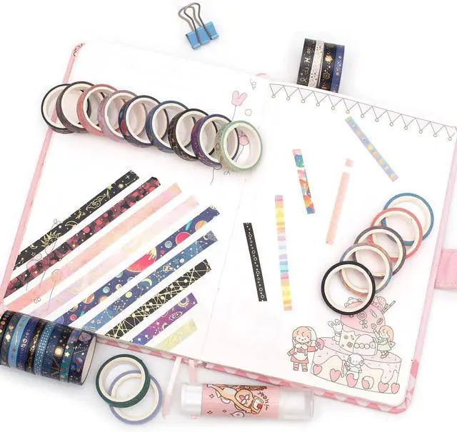 Alt view image 7 of 7 - Skinny Galaxy Washi Tape Set 30 Rolls Gold Foil Decorative Starry Space Masking Tapes for Arts, DIY Crafts, Journals, Planners, Scrapbook, Wrapping