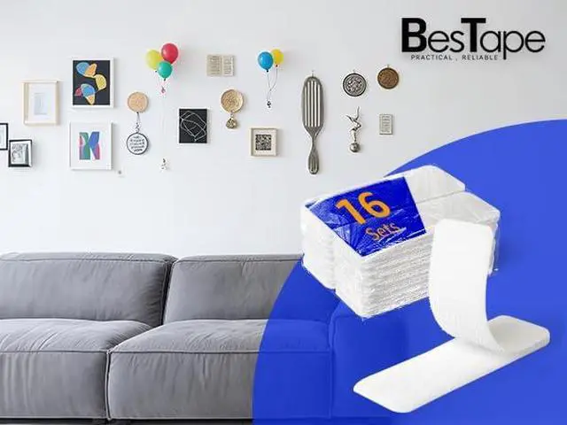 Alt view image 6 of 7 - 16 Sets 1 x 3 Inch Adhesive Hook and Loop Tape Fastener Strips, Heavy Duty, Strong Back Adhesive, Double-Sided Hook and Loop for Fabric, School, Classroom, Office, Dorm, Home Use, White