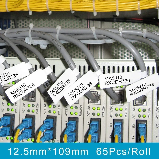 Alt view image 2 of 5 - Label Maker Tape NIIMBOT D11 Cable Label Print Paper 0.5"*4.3" Standard Laminated Office Labeling Tape Replacement for D11 Handheld Label Machine Waterproof Tear Proof 1 Roll 65 Pcs CableWhite
