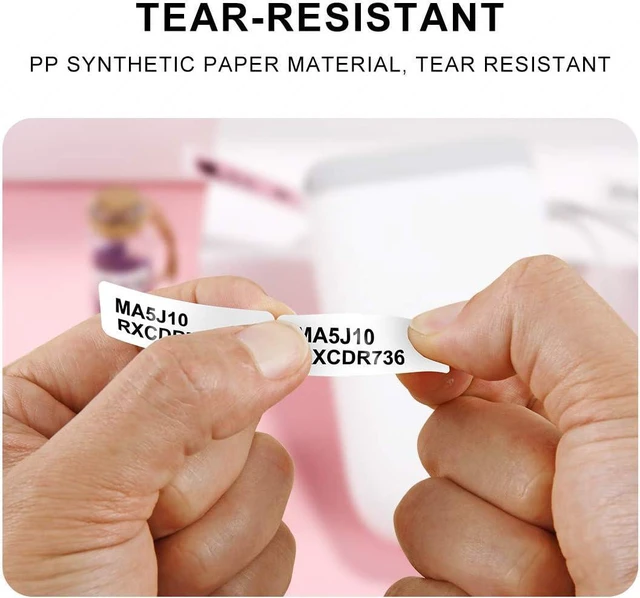 Alt view image 4 of 5 - Label Maker Tape NIIMBOT D11 Cable Label Print Paper 0.5"*4.3" Standard Laminated Office Labeling Tape Replacement for D11 Handheld Label Machine Waterproof Tear Proof 1 Roll 65 Pcs CableWhite
