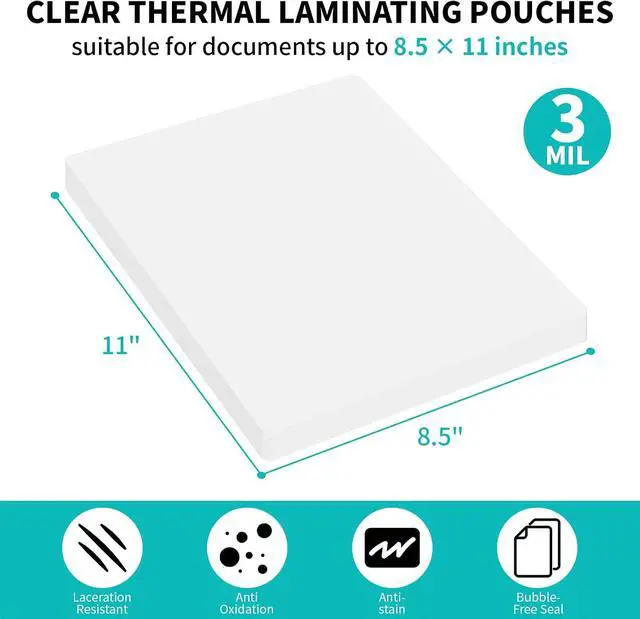 Alt view image 2 of 7 - 3 mil Thermal Laminating Pouches, Clear 9 x 11.5 Inch Laminating Sheet Paper for Thermal Laminator, Holds US Letter Size Laminate Sheets (30 Pack)