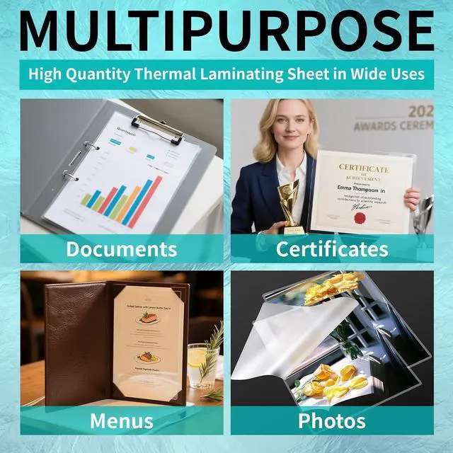 Alt view image 5 of 7 - 3 mil Thermal Laminating Pouches, Clear 9 x 11.5 Inch Laminating Sheet Paper for Thermal Laminator, Holds US Letter Size Laminate Sheets (30 Pack)