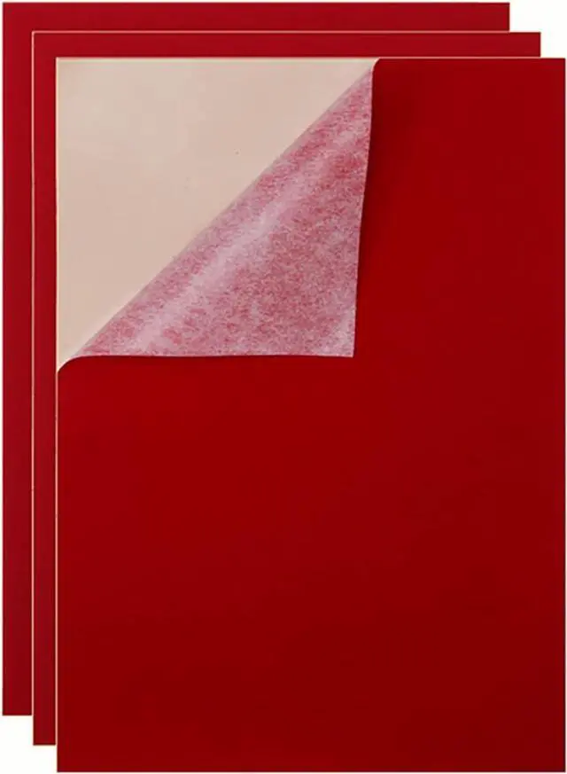 Main image of YaoHui 3PCS Self Adhesive Felt Sheets, Peel & Stick Felt Adhesive Sheets, A4 Size (8.3" x 11.8", Red)