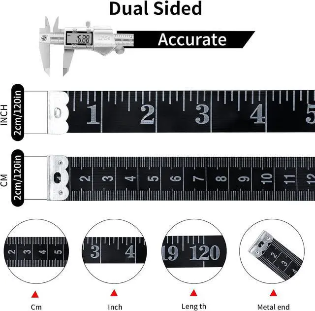 Alt view image 3 of 7 - 6 Pack Tape Measure Body Measuring Tape, 60-inch and 120-inch Soft Tape Measure, Retractable Dual Sided Flexible Ruler for Craft Fabric Sewing Tailor Cloth Knitting
