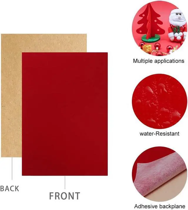 Alt view image 3 of 7 - YaoHui 3PCS Self Adhesive Felt Sheets, Peel & Stick Felt Adhesive Sheets, A4 Size (8.3" x 11.8", Red)