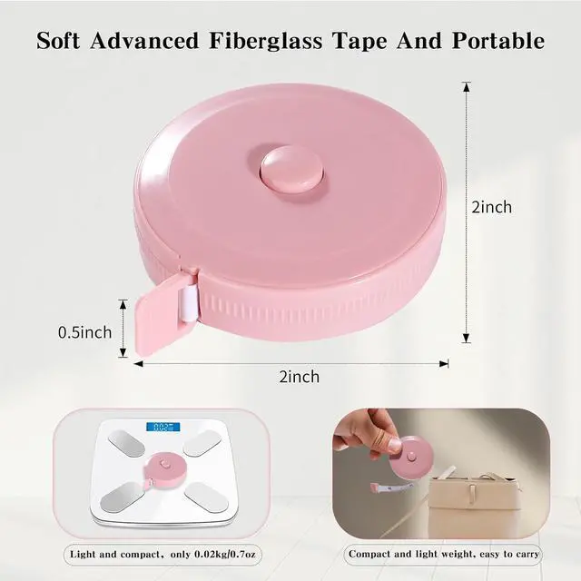 Alt view image 2 of 6 - 3 Pack Tape Measure, Measuring Tape for Body Measurements,Fabric Sewing Tailor Cloth Knitting, Craft Weight Loss Retractable 60-inch 1.5 Meter, Premium Sewing Tape Double Scale Ruler