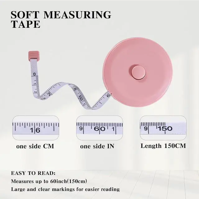 Alt view image 3 of 6 - 3 Pack Tape Measure, Measuring Tape for Body Measurements,Fabric Sewing Tailor Cloth Knitting, Craft Weight Loss Retractable 60-inch 1.5 Meter, Premium Sewing Tape Double Scale Ruler