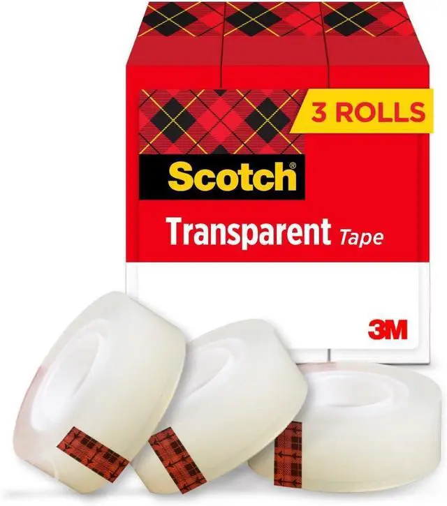 Main image of Scotch Transparent Tape, 1 Inch Core 3/4 in x 1000 in, 3 Boxes, Clear