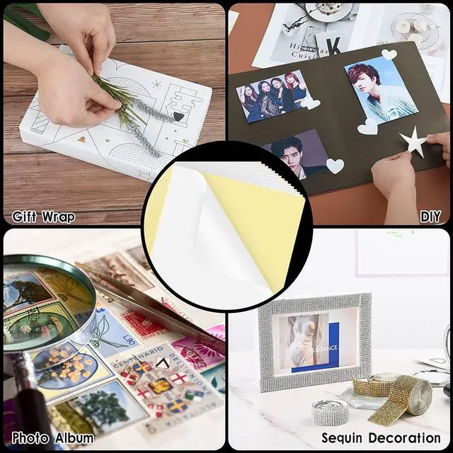 Alt view image 6 of 6 - 10 Sheets Double Sided Adhesive Tape, A4 Size Clear Arts Craft DIY Strong Sticky Arbitrary Cut Tape for Card Making,Home Decorative Or Office Supplies