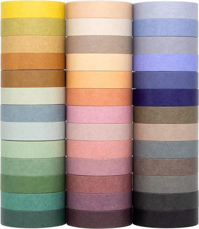 Main image of MOOKER 39 Rolls Washi Tape Set - Morandi Colored Masking Tape, Thin Vintage Tape for Journaling, Scrapbooking Supplies, Crafts Aesthetic, Gift (Nature Color 10mm)