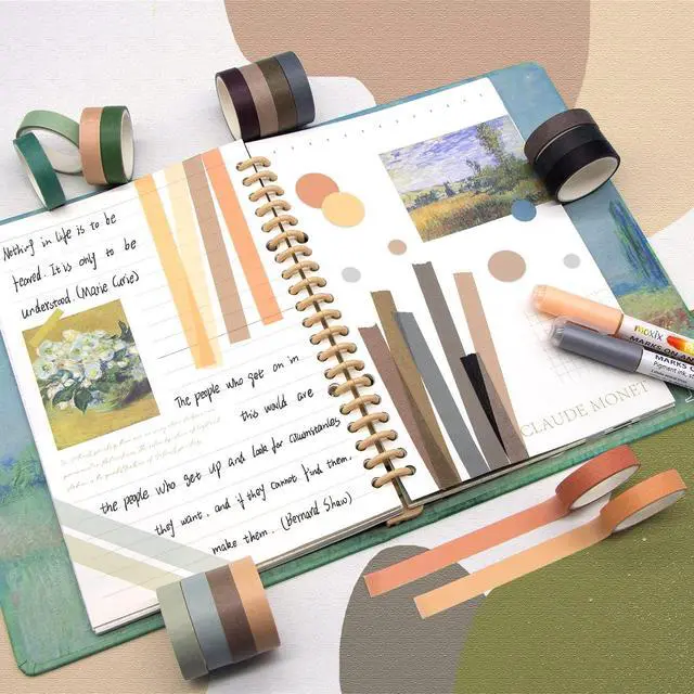 Alt view image 6 of 7 - MOOKER 39 Rolls Washi Tape Set - Morandi Colored Masking Tape, Thin Vintage Tape for Journaling, Scrapbooking Supplies, Crafts Aesthetic, Gift (Nature Color 10mm)