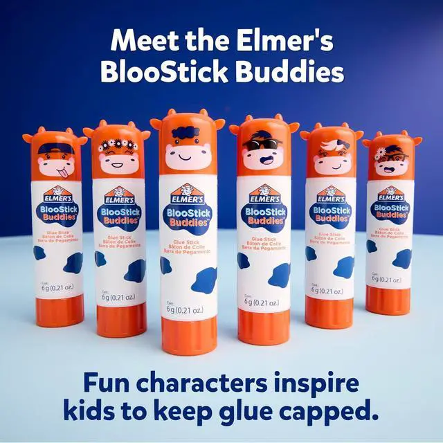 Alt view image 3 of 7 - Elmer's Glue Sticks Combo Pack, BlooStick Buddies & Disappearing Purple, 6 Grams, 12 Count - Kids School Supplies, Arts & Crafts, #1 Teacher Brand