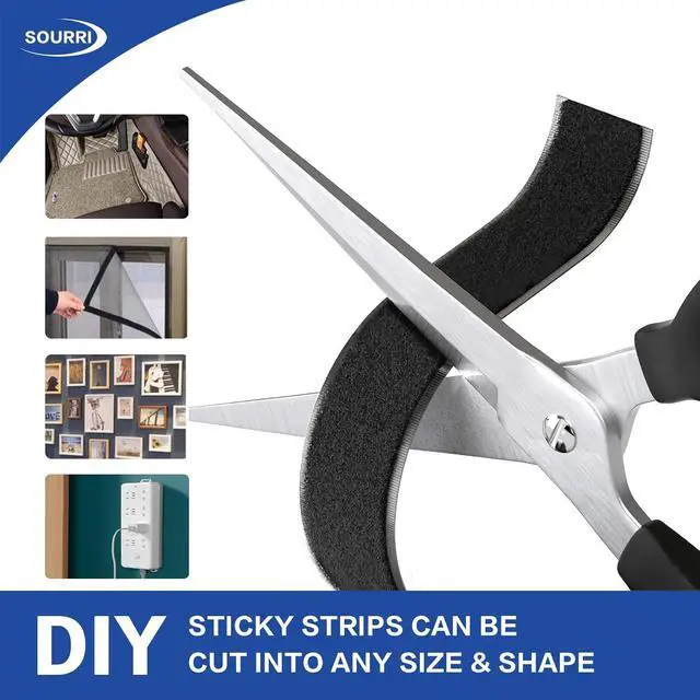 Alt view image 2 of 7 - 1 Inch x 26 Feet Hook and Loop Tape Sticky Back Fastener Roll, Nylon Self Adhesive Heavy Duty Strips Fastener for Home Office School Car and Crafting Organization
