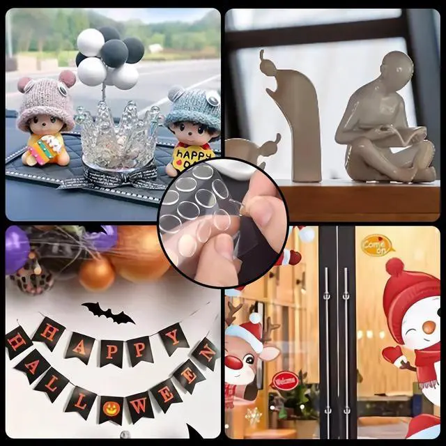 Alt view image 3 of 7 - 400 Pcs Double Sided Tape Museum Putty Sticky Dot, Removable Non-Marking 10mm/0.39 Round Adhesive Dots Clear Poster Putty for Crafts Balloons Festival Home Office Party Decorations
