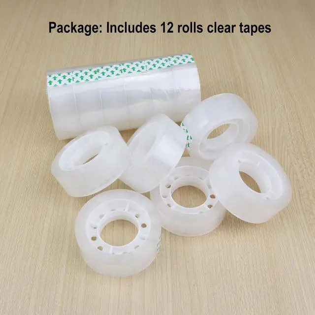 Alt view image 2 of 5 - 12 Rolls Transparent Tape Clear Tape Refills Rolls,3/4 x 1000 Inches,1 inch Core,for Office, Home, School (12)