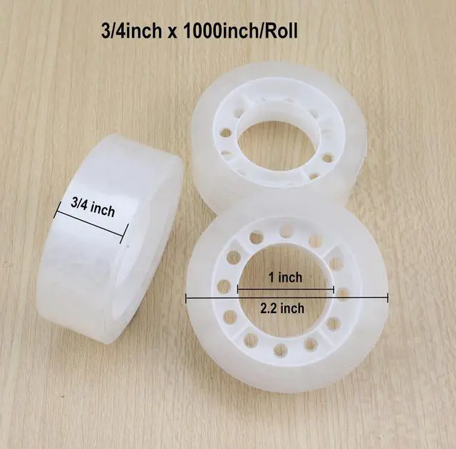Alt view image 3 of 5 - 12 Rolls Transparent Tape Clear Tape Refills Rolls,3/4 x 1000 Inches,1 inch Core,for Office, Home, School (12)