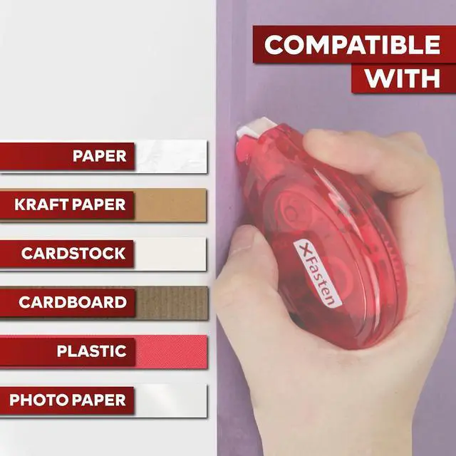 Alt view image 5 of 7 - XFasten Adhesive Roller for Scrapbooking, 8mm x 30ft 4-Pack Double Sided Glue Tape Roller, Scrapbook Supplies for Adults, Photo Tape for Scrapbooking